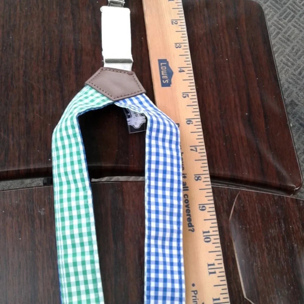 Toddlers fun suspenders blue white and green 22 in Long